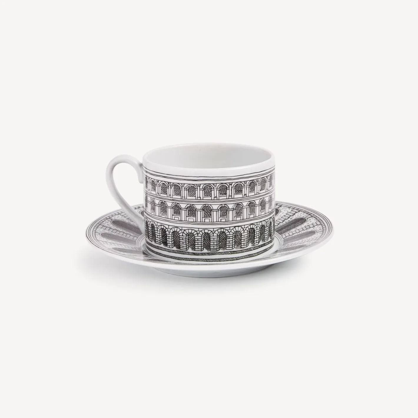 Fornasetti Set Da Te E Caffe^Architettura Della Tazza Da Te Bianco Nero
