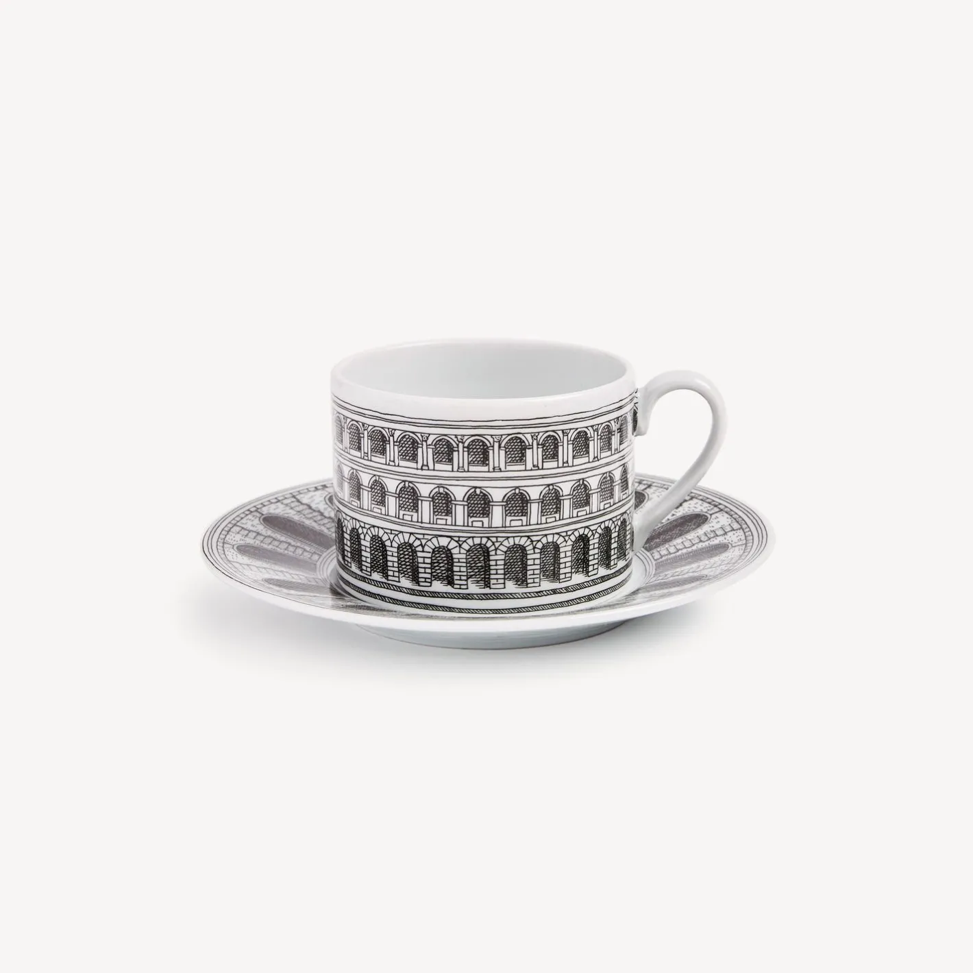 Fornasetti Set Da Te E Caffe^Architettura Della Tazza Da Te Bianco Nero