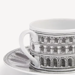 Fornasetti Set Da Te E Caffe^Architettura Della Tazza Da Te Bianco Nero