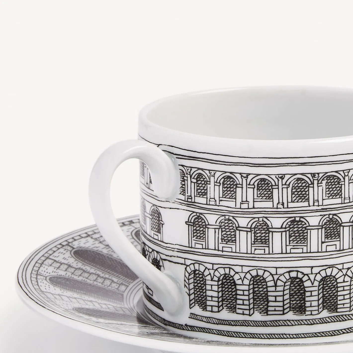 Fornasetti Set Da Te E Caffe^Architettura Della Tazza Da Te Bianco Nero