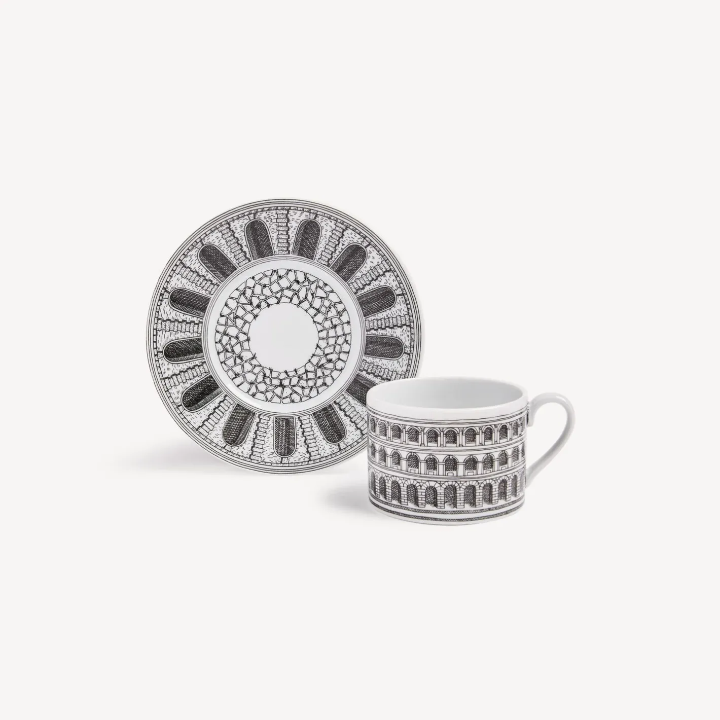 Fornasetti Set Da Te E Caffe^Architettura Della Tazza Da Te Bianco Nero