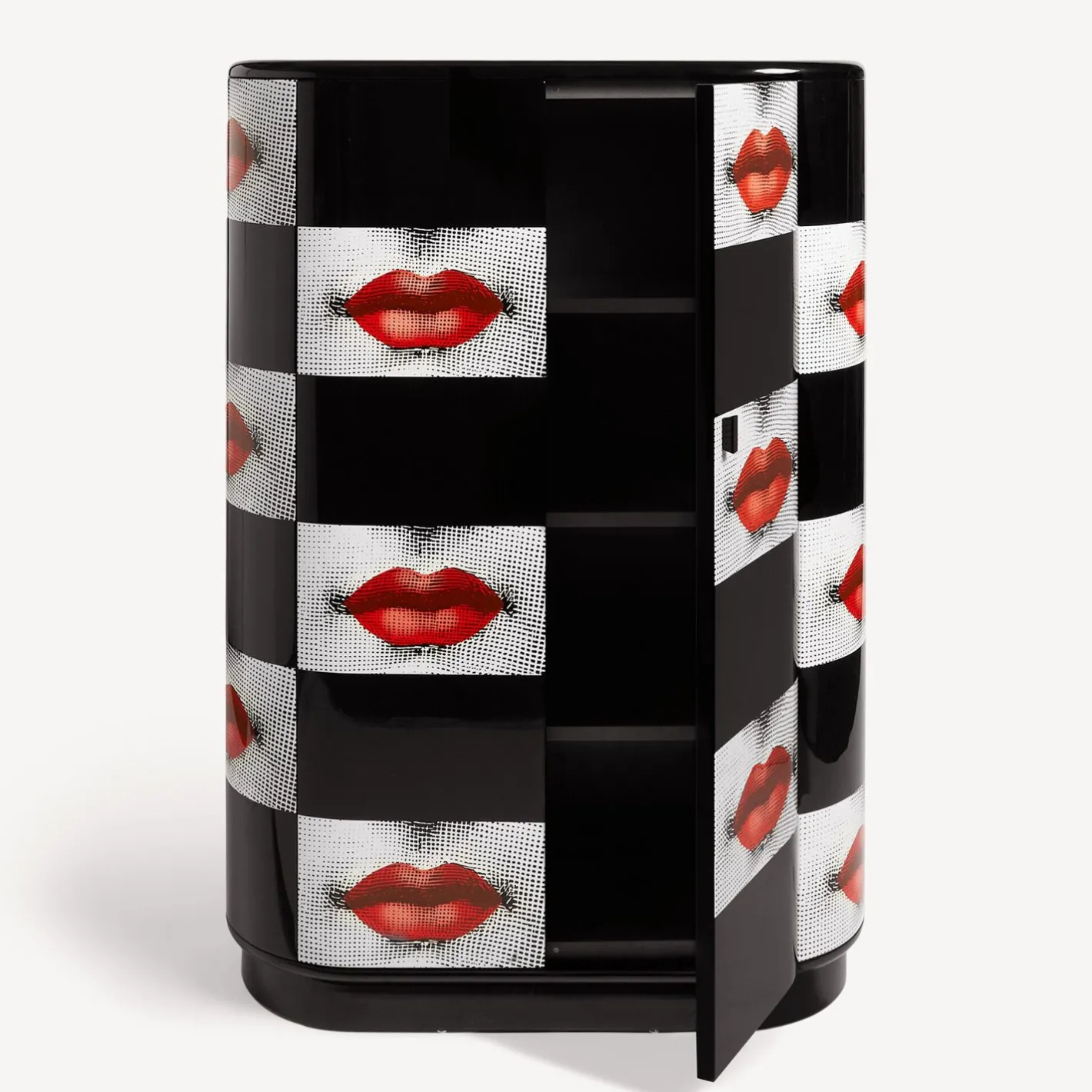 Fornasetti Armadi Curvi^Bacio Del Mobile Curvo Bianco/Nero/Rosso