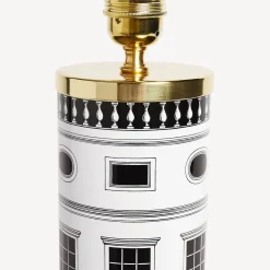 Fornasetti Lampade E Paralumi^Base Lampada Cilindrica Architettura Bianco Nero