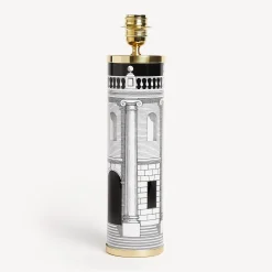 Fornasetti Lampade E Paralumi^Base Lampada Cilindrica Casa Con Colonne Bianco Nero