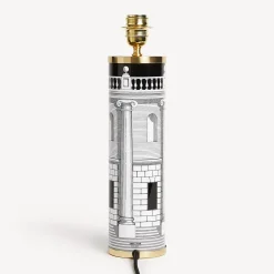 Fornasetti Lampade E Paralumi^Base Lampada Cilindrica Casa Con Colonne Bianco Nero