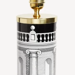 Fornasetti Lampade E Paralumi^Base Lampada Cilindrica Casa Con Colonne Bianco Nero