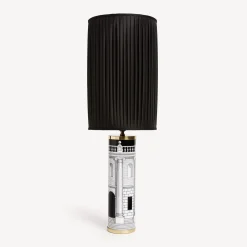 Fornasetti Lampade E Paralumi^Base Lampada Cilindrica Casa Con Colonne Bianco Nero