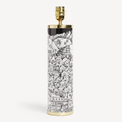 Fornasetti Lampade E Paralumi^Base Lampada Cilindrica Gerusalemme Bianco Nero