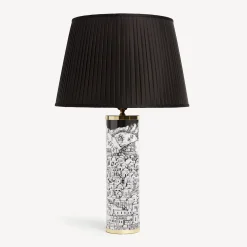 Fornasetti Lampade E Paralumi^Base Lampada Cilindrica Gerusalemme Bianco Nero