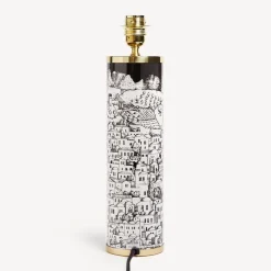 Fornasetti Lampade E Paralumi^Base Lampada Cilindrica Gerusalemme Bianco Nero