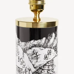 Fornasetti Lampade E Paralumi^Base Lampada Cilindrica Gerusalemme Bianco Nero