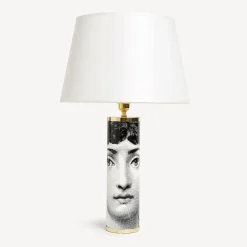 Fornasetti Lampade E Paralumi^Base Lampada Cilindrica Viso Bianco Nero