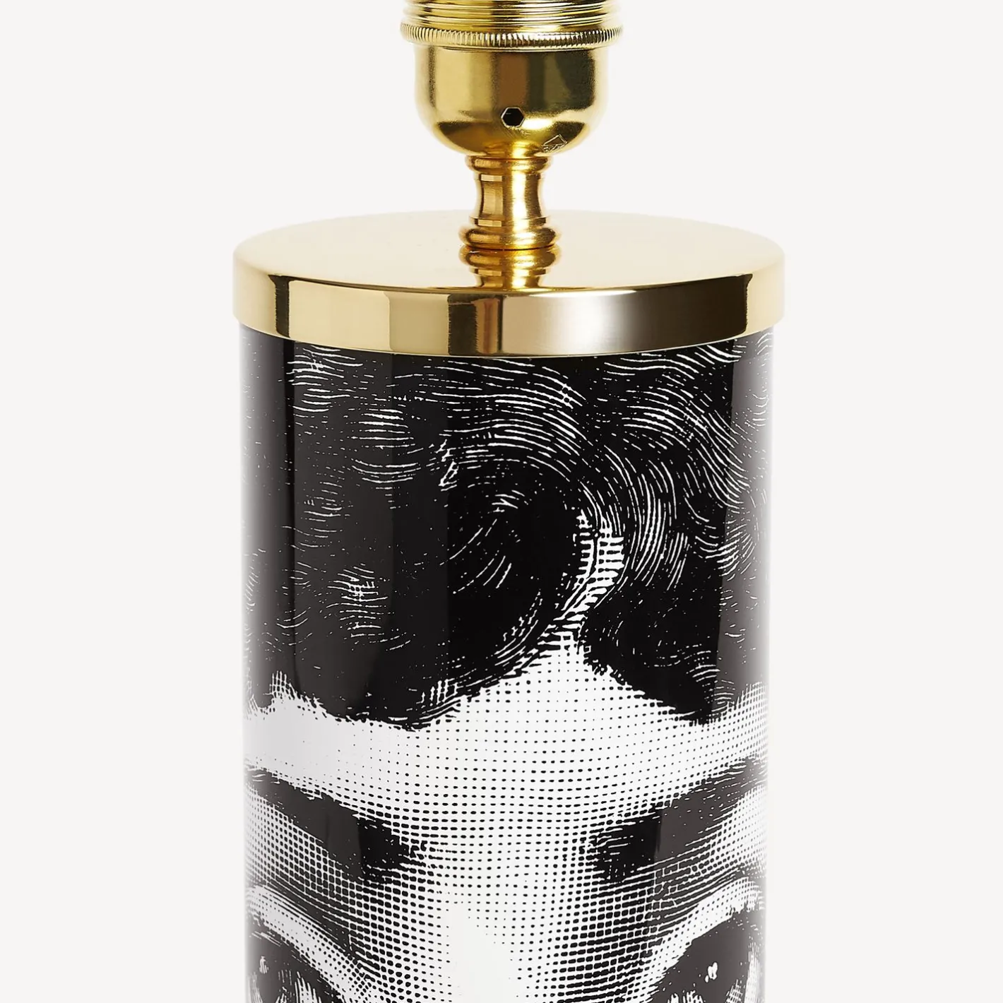 Fornasetti Lampade E Paralumi^Base Lampada Cilindrica Viso Bianco Nero