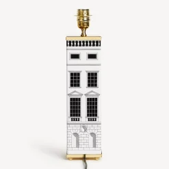 Fornasetti Lampade E Paralumi^Base Per Lampada Quadrata Architettura Bianco Nero