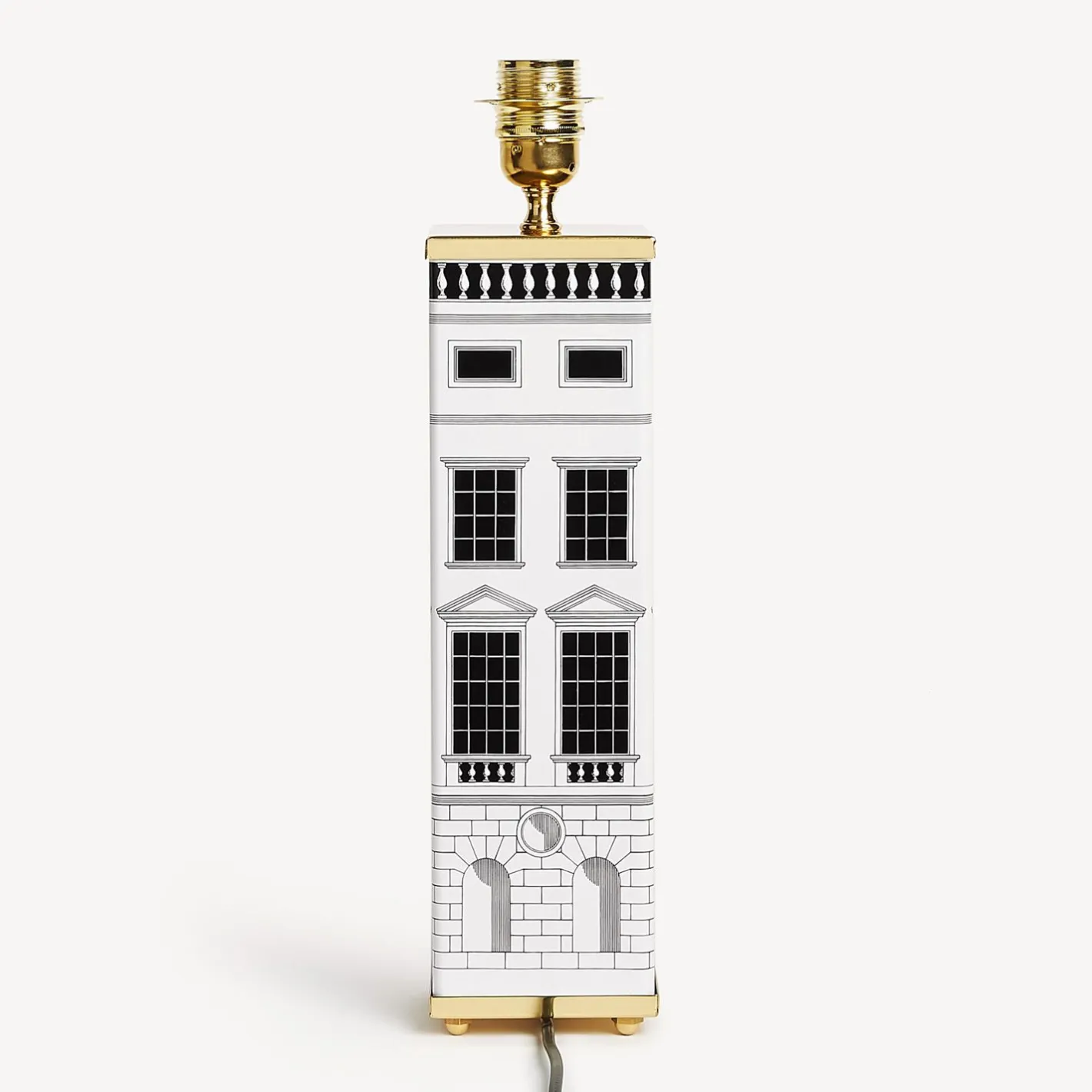 Fornasetti Lampade E Paralumi^Base Per Lampada Quadrata Architettura Bianco Nero