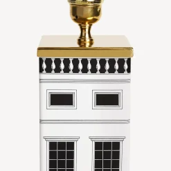 Fornasetti Lampade E Paralumi^Base Per Lampada Quadrata Architettura Bianco Nero