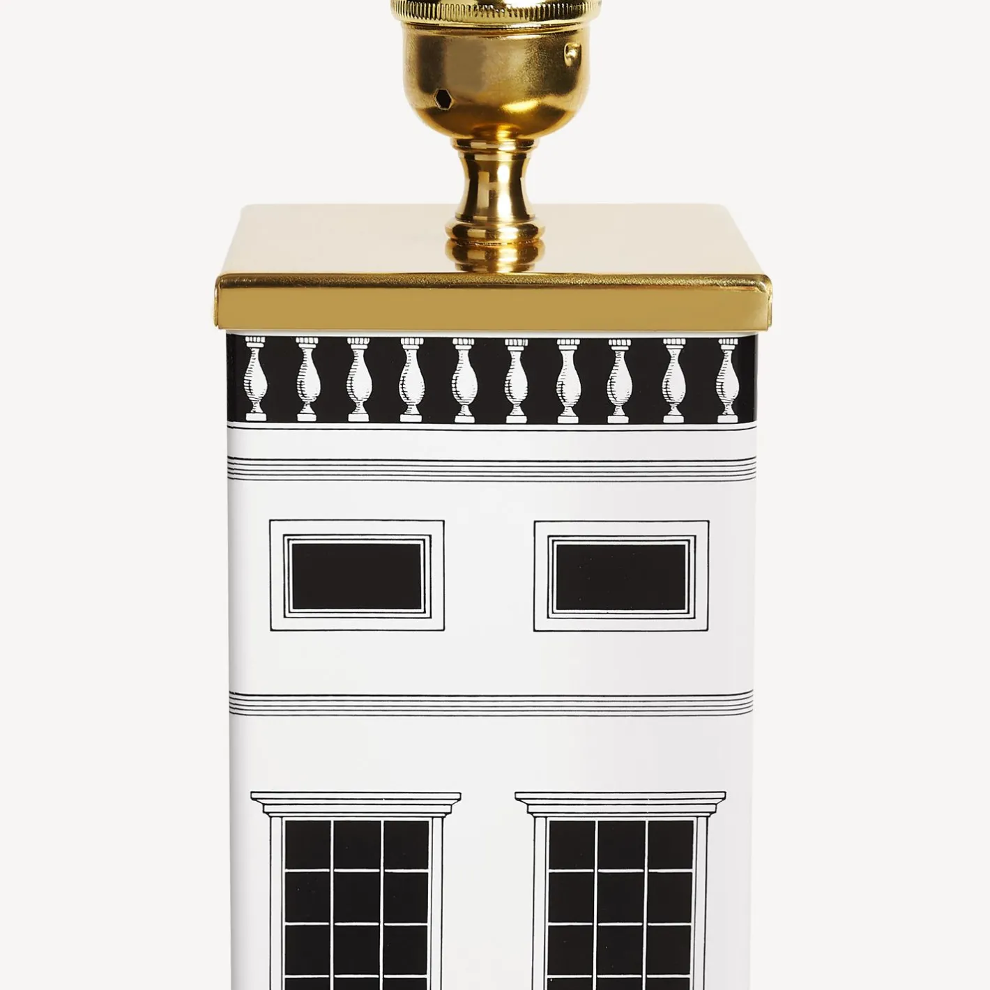 Fornasetti Lampade E Paralumi^Base Per Lampada Quadrata Architettura Bianco Nero
