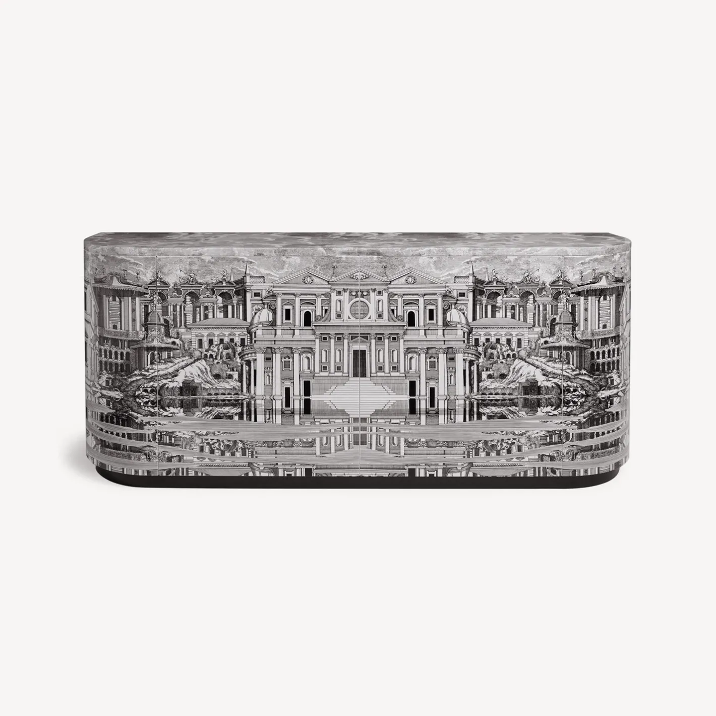 Fornasetti Armadi Curvi^Buffet Citta Che Si Rispecchia Bianco Nero