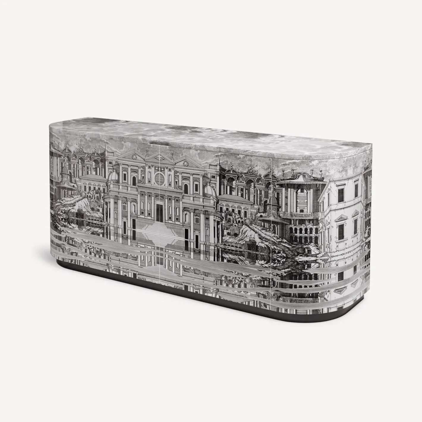 Fornasetti Armadi Curvi^Buffet Citta Che Si Rispecchia Bianco Nero
