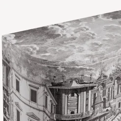 Fornasetti Armadi Curvi^Buffet Citta Che Si Rispecchia Bianco Nero
