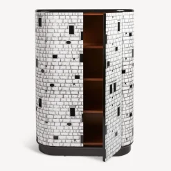 Fornasetti Armadi Curvi^Cabinet Curvo Architettura Bianco Nero