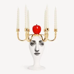 Fornasetti Candele Profumate^Candelabro Sul Tardi - Decoro Peccato Originale - Fragranza Frutto Proibito Multicolore