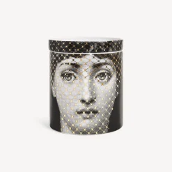 Fornasetti Candele Profumate^Candela Profumata Nel Mentre - Decoro Mascherina - Fragranza Frutto Proibito Bianco/Nero/Oro