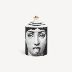 Fornasetti Candele Profumate^Candela Profumata Se Poi - Decoro Mascherina - Fragranza Frutto Proibito Bianco/Nero/Oro