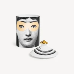 Fornasetti Candele Profumate^Candela Profumata Se Poi - Decoro Mascherina - Fragranza Frutto Proibito Bianco/Nero/Oro