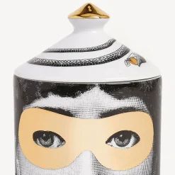 Fornasetti Candele Profumate^Candela Profumata Se Poi - Decoro Mascherina - Fragranza Frutto Proibito Bianco/Nero/Oro