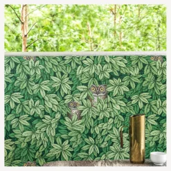Fornasetti Sfondo^Carta Da Parati Foglie E Civette Verde Foresta
