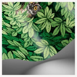 Fornasetti Sfondo^Carta Da Parati Foglie E Civette Verde Foresta