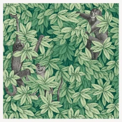 Fornasetti Sfondo^Carta Da Parati Foglie E Scimmie Verde Foresta