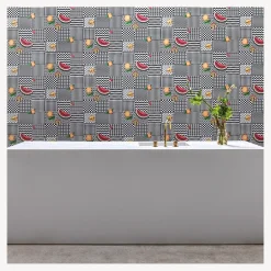 Fornasetti Sfondo^Carta Da Parati Frutta E Geometrico Originale