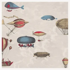 Fornasetti Sfondo^Carta Da Parati Macchine Volanti (Set Da 2 Rotoli) Pietra, Rosso/Blu