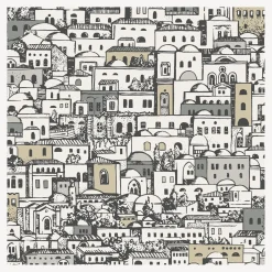 Fornasetti Sfondo^Carta Da Parati Mediterranea Bianco E Metallizzato