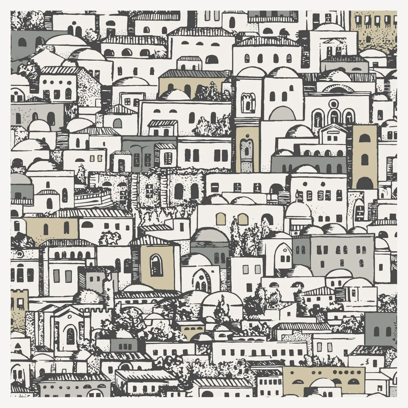 Fornasetti Sfondo^Carta Da Parati Mediterranea Bianco E Metallizzato