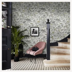 Fornasetti Sfondo^Carta Da Parati Mediterranea Bianco E Metallizzato