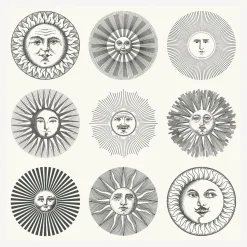 Fornasetti Sfondo^Carta Da Parati Soli Bianco E Nero