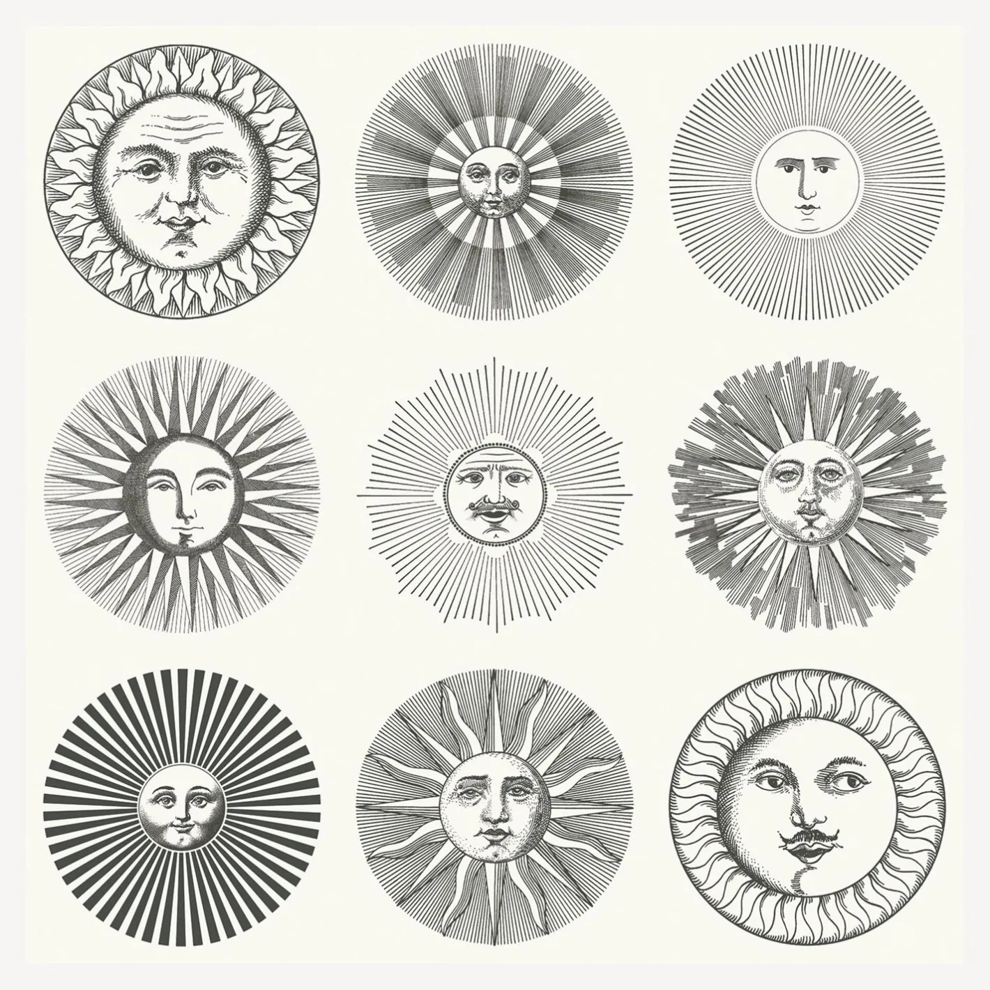 Fornasetti Sfondo^Carta Da Parati Soli Bianco E Nero