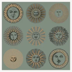 Fornasetti Sfondo^Carta Da Parati Soli Salvia E Oro Rosa