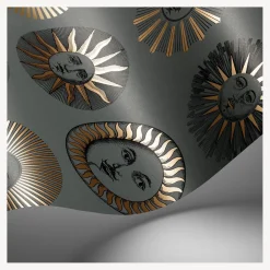 Fornasetti Sfondo^Carta Da Parati Soli Salvia E Oro Rosa