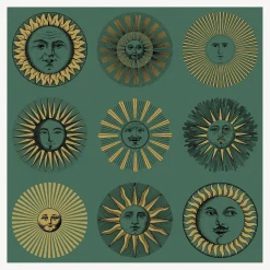 Fornasetti Sfondo^Carta Da Parati Soli Smeraldo E Oro