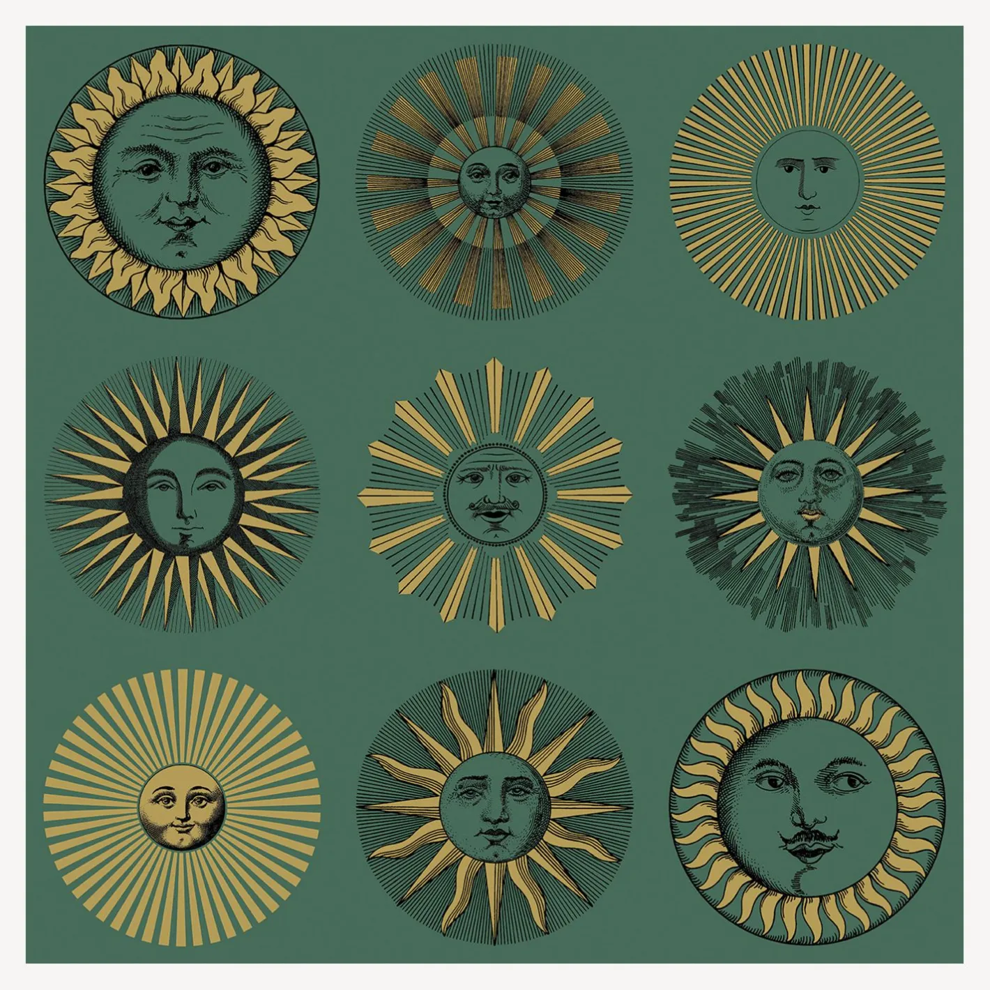 Fornasetti Sfondo^Carta Da Parati Soli Smeraldo E Oro