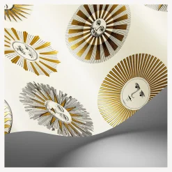 Fornasetti Sfondo^Carta Da Parati Soli Crema E Oro