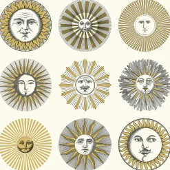Fornasetti Sfondo^Carta Da Parati Soli Crema E Oro