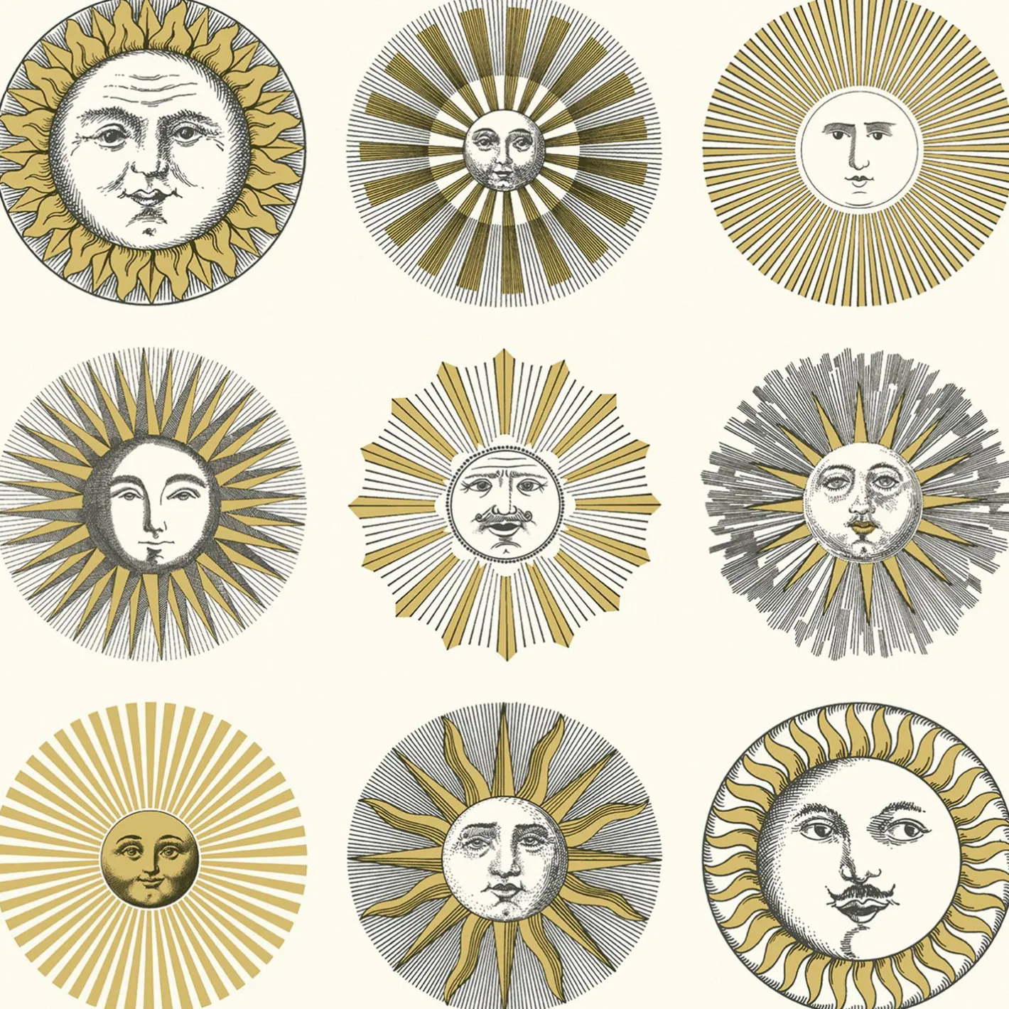 Fornasetti Sfondo^Carta Da Parati Soli Crema E Oro