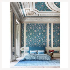 Fornasetti Sfondo^Carta Da Parati Soli E Nuvole Verde Acqua E Oro Rosa