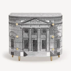 Fornasetti Cassettiera^Cassettiera Curva Palladiana Bianco Nero