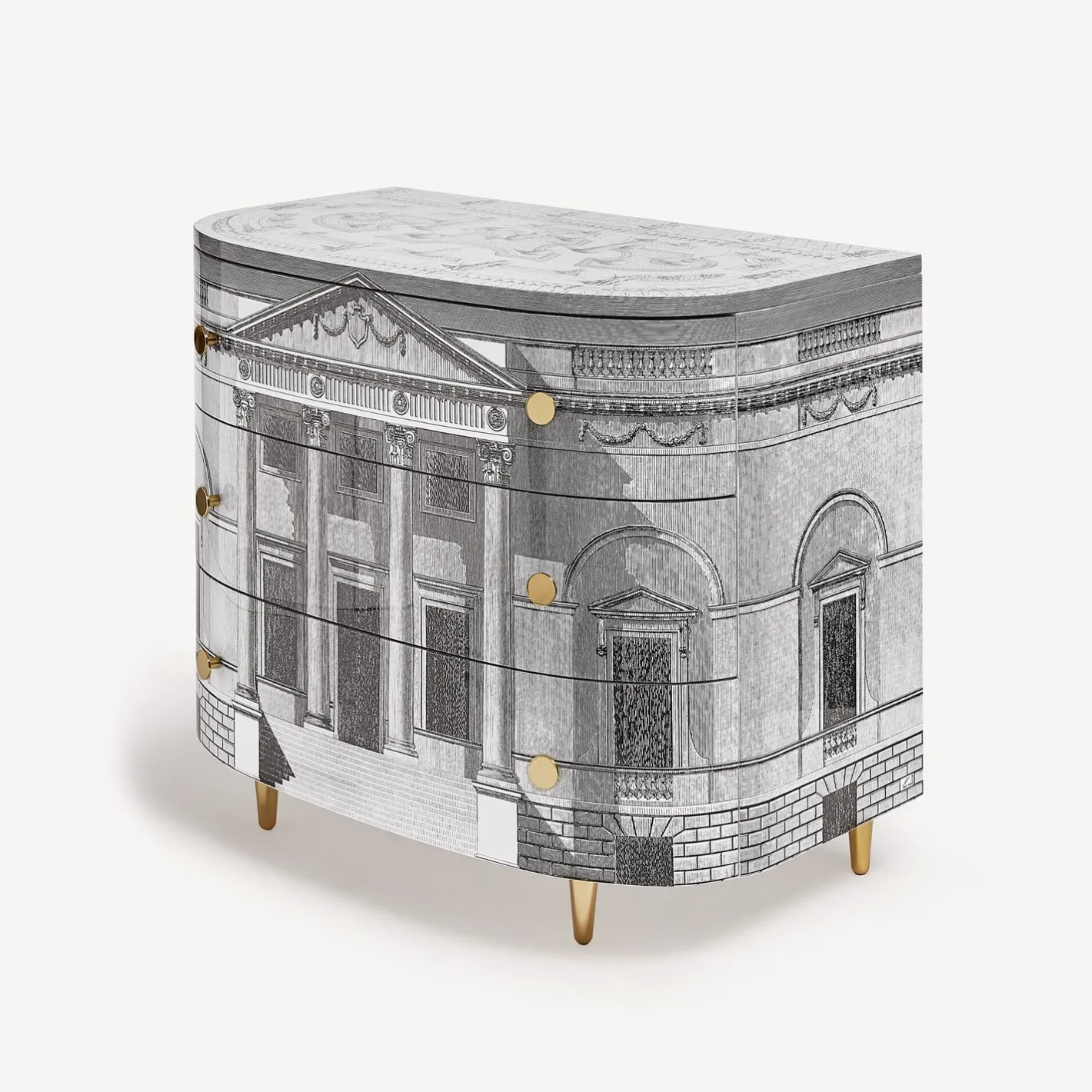 Fornasetti Cassettiera^Cassettiera Curva Palladiana Bianco Nero